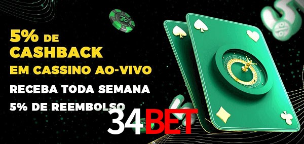 Promoções do cassino ao Vivo 34BET